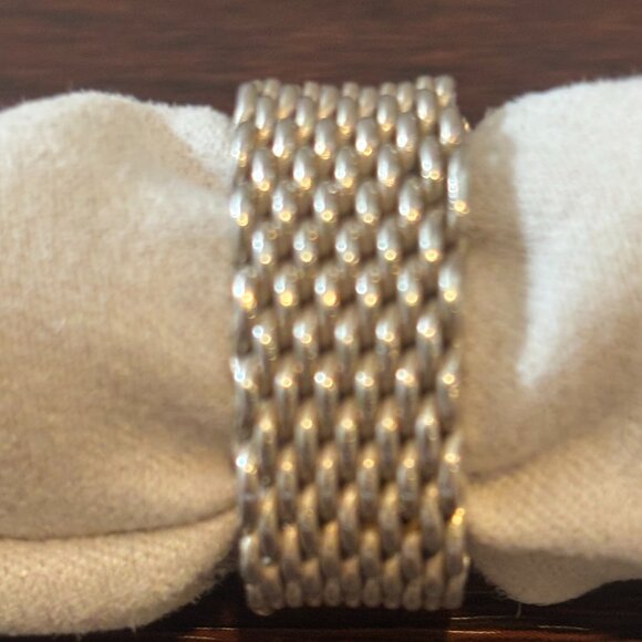 Auth Vintage Tiffany & Co Somerset Mesh Ring Sz 6.5 - Picture 5 of 9